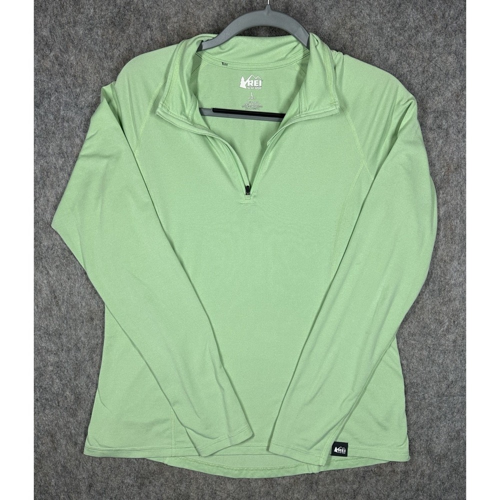 REI Co-op Womens Quarter Zip Performance Pullover Green Long Sleeve Size Large